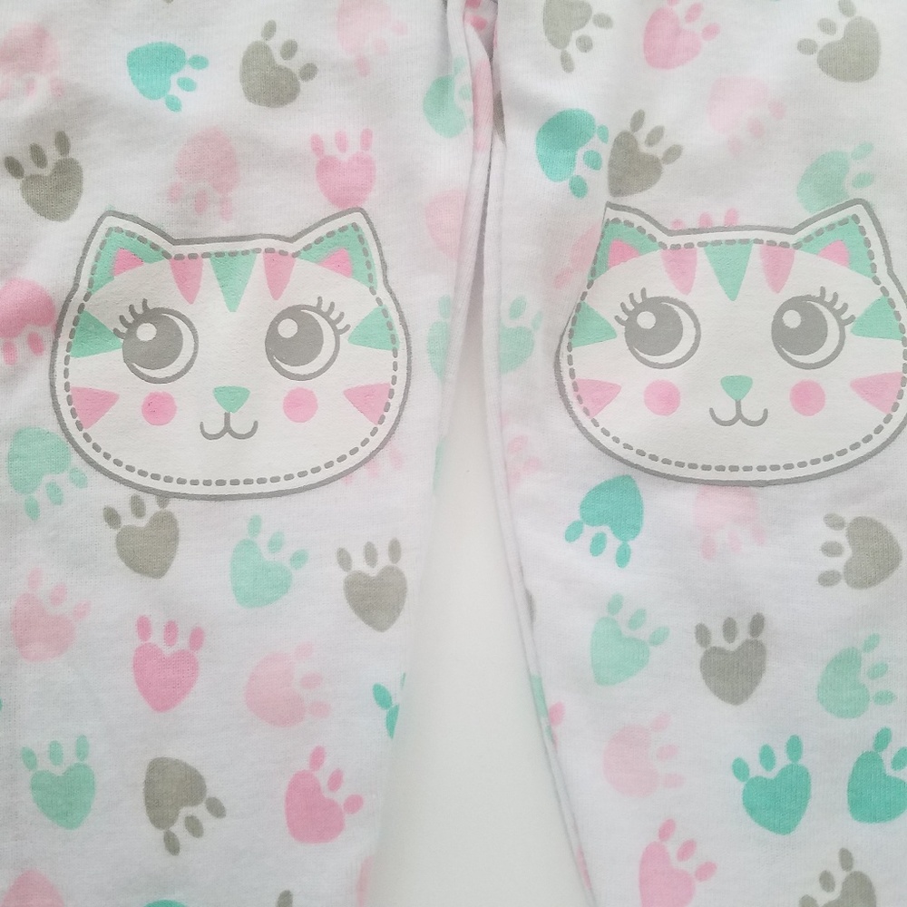 NWT Toddler girls mint and pink Kitten pajama set - Picture 3 of 3